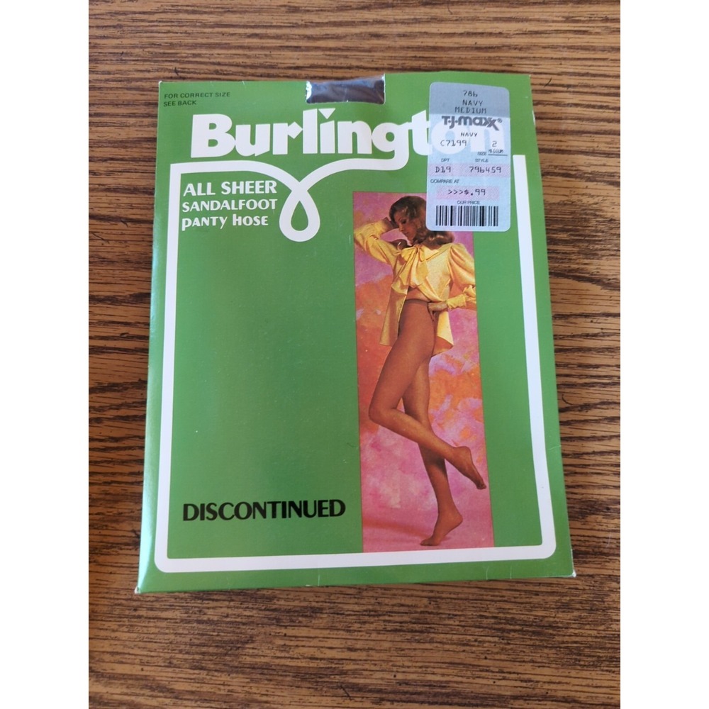 NOS New Vintage Burlington Sheer Pantyhose Sandalfoot Navy Blue‎ Medium